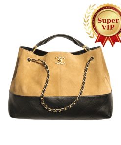 [Super Vip 1:1] Chanel Shopping Bag Gold Tone Metal Beige And Black 36Cm AS5657 B20827 U1536