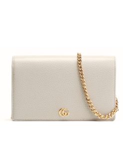 Gucci Gg Marmont Wallet On Chain White Leather 20Cm