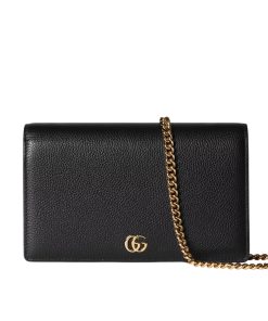 Gucci Gg Marmont Wallet On Chain Black And Red Leather 20Cm 497985 Aae5F 1062