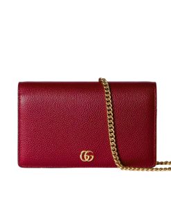Gucci Gg Marmont Wallet On Chain Red Leather 20Cm 497985 Aae5F 6259