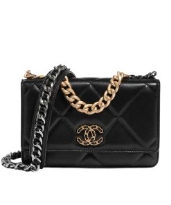 Alternative view of Chanel 19 Wallet On Chain Bag Shiny Gold And Silver Tone Black 19Cm Ap3267 B04852 94305