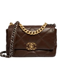 Alternative view of Chanel 19 Flap Bag Shiny Gold And Silver Tone Brown 20Cm