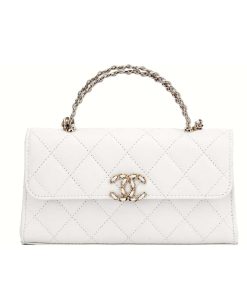 Chanel 23P Clutch With Chain Bag With Top Handle White 18Cm Ap3238 B10307 10601