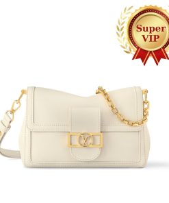 [Super Vip 1:1] Louis Vuitton Dauphine Soft MM White 24Cm M25050
