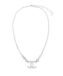 Chanel Cc Silver Metal Necklace