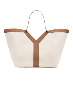 Alternative view of Saint Laurent Y Tote In Canvas And Leather Bag Beige 37Cm 817602Fac7T9856