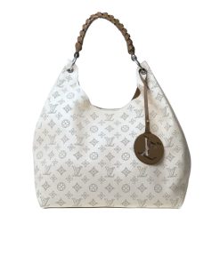Louis Vuitton Carmel Hobo Mahina Leather White And Brown 40Cm