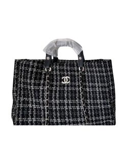Chanel Deauville Large Tote Shopping Bag Black 38Cm
