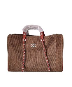 Alternative view of Chanel Deauville Large Tote Shopping Bag Brown 38Cm