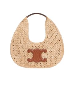 Alternative view of Celine Classic Panier Hobo Bag In Raffia And Calfskin Natural Tan 30Cm 112772Eyr 02Nt