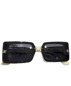 Alternative view of Chanel Rectangle Shiny Design Sunglasses Black White