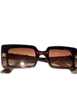 Chanel Rectangle Shiny Design Gradient Sunglasses Brown