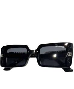 Alternative view of Chanel Rectangle Shiny Design Sunglasses Black