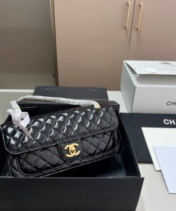Alternative view of Chanel Flap Bag Glossy And Gold Plated Metal Black 26Cm As5694 B21434 94305