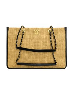 Chanel Shopping Bag Natural Straw Beige 39Cm