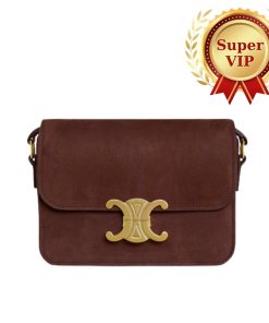 Alternative view of [Super Vip 1:1] Celine Teen Triomphe Bag In Brown Grained Nubuck 18Cm 188423Gur 18Ch