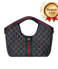 Alternative view of [Super Vip 1:1] Gucci Giglio Small Tote Bag Gg Denim Black And White 25Cm 860845 Fafyu 1155
