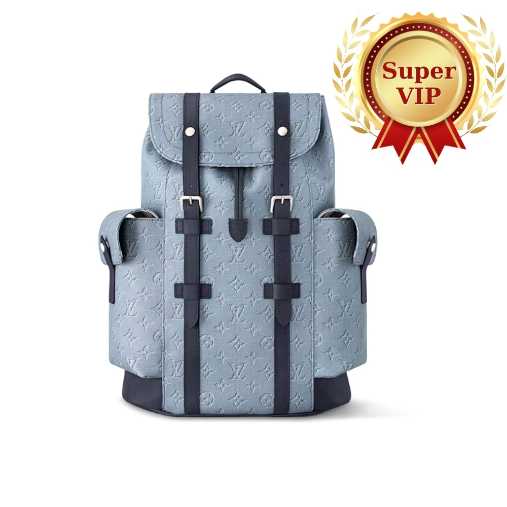 [Super Vip 1:1] Louis Vuitton Christopher MM Backpack Monogram Heritage Blue 44Cm M14676