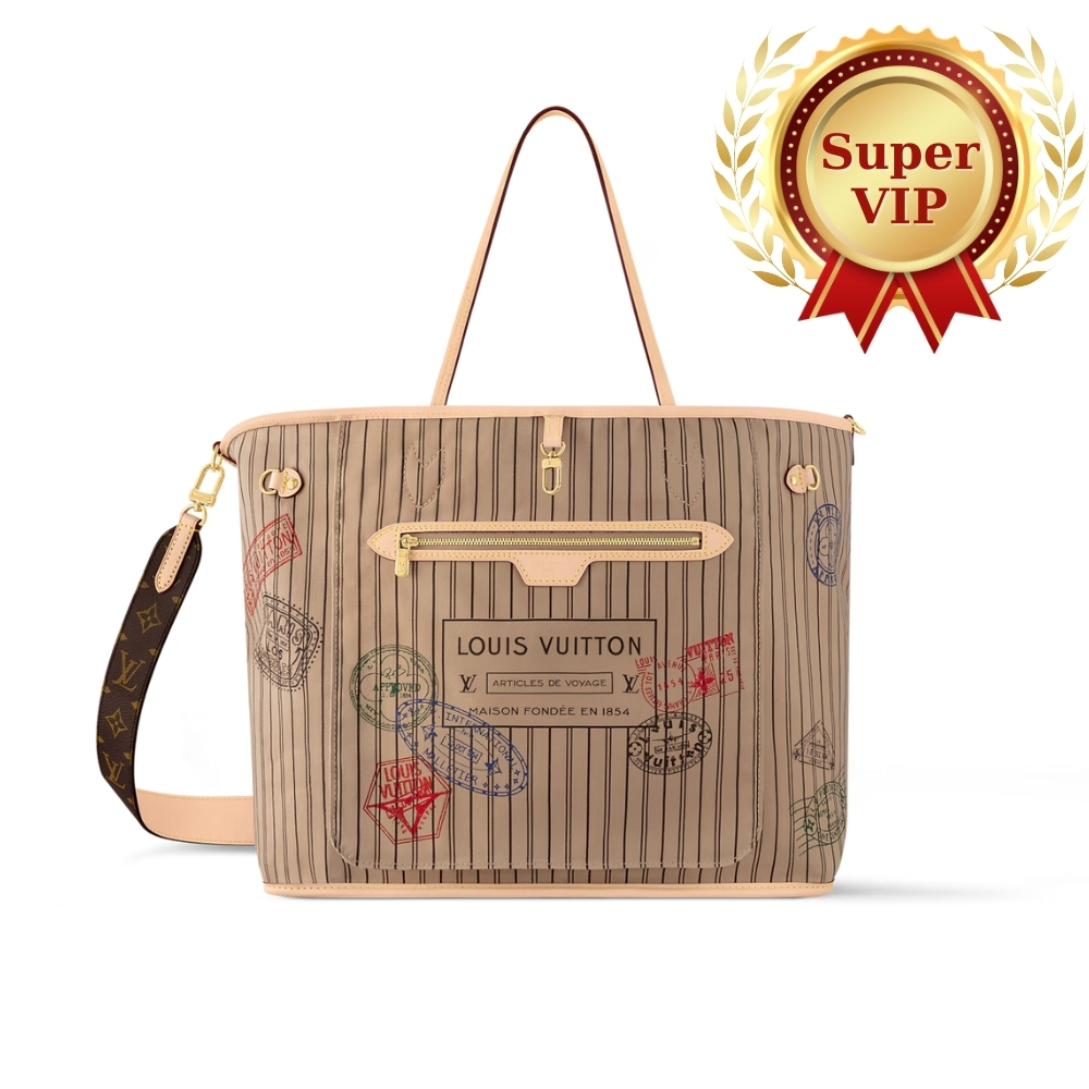[Super Vip 1:1] Louis Vuitton Neverfull Bandoulière Inside Out GM Bag Beige 39Cm M11948