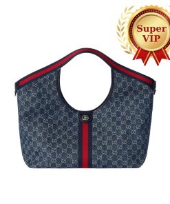 [Super Vip 1:1] Gucci Giglio Large Tote Bag Blue And White Gg Denim 60Cm ‎853971 Faffq 8864