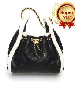[Super Vip 1:1] Chanel 25 Small Handbag Gold Tone Metal Black And White 26Cm As5293 B22309 U4139