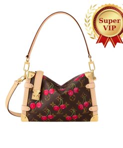 [Super Vip 1:1] Louis Vuitton X Murakami Side Trunk MM Monogram Cerise Brown 23Cm M14278
