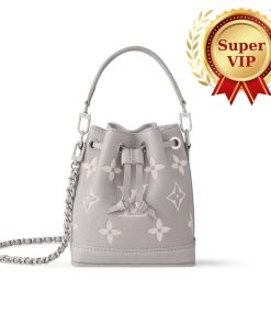 [Super Vip 1:1] Louis Vuitton Nano Noé Brume Gray And White Quartz 16Cm M14224
