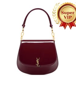 [Super Vip 1:1] Saint Laurent Mini Voltaire Top Handle Bag In Patent Leather Dark Red Wine 21Cm 800846Bmiiw6413