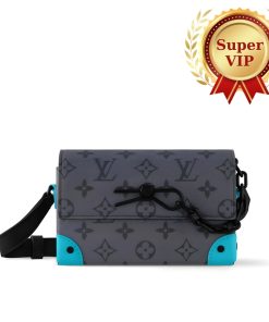 [Super Vip 1:1] Louis Vuitton Steamer Wearable Wallet Monogram Eclipse Reverse Turquoise 18Cm M11496