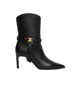 Celine Verneuil Triomphe Harness Low Boot In Calfskin Black 352303492C38No