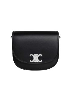 Celine Medium Besace Triomphe In Supple Natural Calfskin Black 21Cm 114453Fh1 38Si