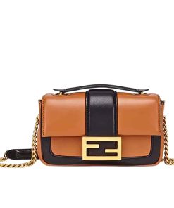 Alternative view of Fendi Women Mini Baguette Chain Shoulder Bag Brown 19Cm