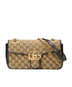 Alternative view of Gucci Gg Marmont Shoulder Bag Beige Black 26Cm 443497 Hvkeg 9772