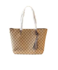 Alternative view of Gucci Gg Canvas Fringe Bamboo Tote Bag Beige Brown 31Cm