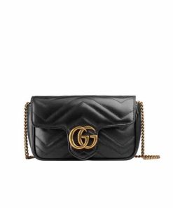 Alternative view of Gucci Gg Marmont Leather Super Mini Bag Black 17Cm 476433 Dtdct 1000