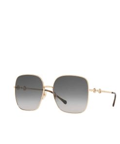 Gucci Square Frame Sunglasses Gold Metal Frame ‎648494 I3330 8012