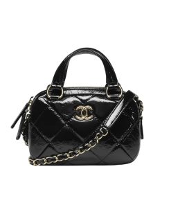 Alternative view of Chanel Mini Bowling Bag Shiny And Gold Tone Black 18cm AS5536 B21393 94305
