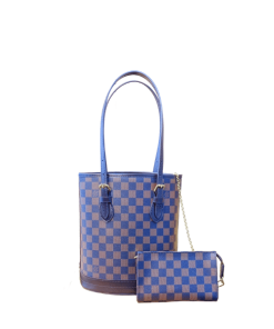 Louis Vuitton Damier Marais Bucket Tote Bag Navy Blue And Brown 26Cm N42240