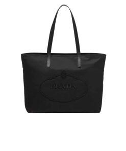 Alternative view of Prada Nylon Tote With Embroidered Logo Black 32Cm