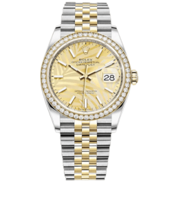Alternative view of Rolex Datejust Gold Dial With Silver And Gold Strap Palm Leaf Pattern 36Mm 126200 0086