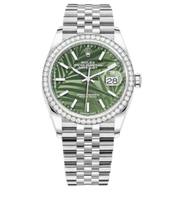 Alternative view of Rolex Datejust Green Dial Palm Leaf Pattern 36Mm 126284Rbr