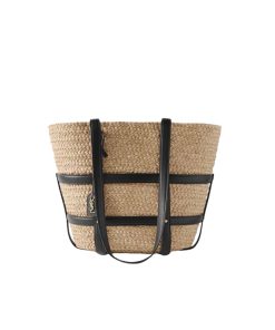 Alternative view of Saint Laurent Medium Panier Harness Raffia Tote Beige 17Cm