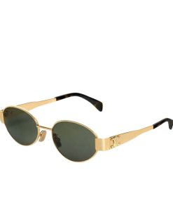Alternative view of Celine Triomphe Sunglasses Metal Ovale Gold Cl40235U 30N