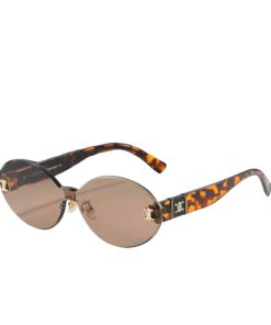 Alternative view of Celine Tortoise Luxe Oval Rimless Sunglasses Leopard