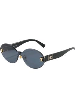Celine Tortoise Luxe Oval Rimless Sunglasses Black