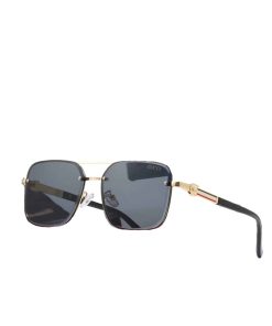 Gucci Square Gradient Vintage Gold Metal Sunglasses Black