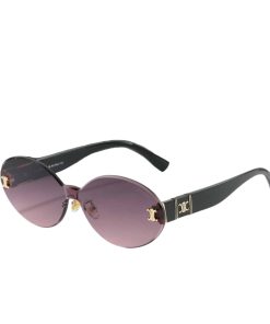 Alternative view of Celine Tortoise Luxe Oval Rimless Sunglasses Purple Rose