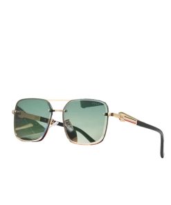 Alternative view of Gucci Square Gradient Vintage Gold Metal Sunglasses Green