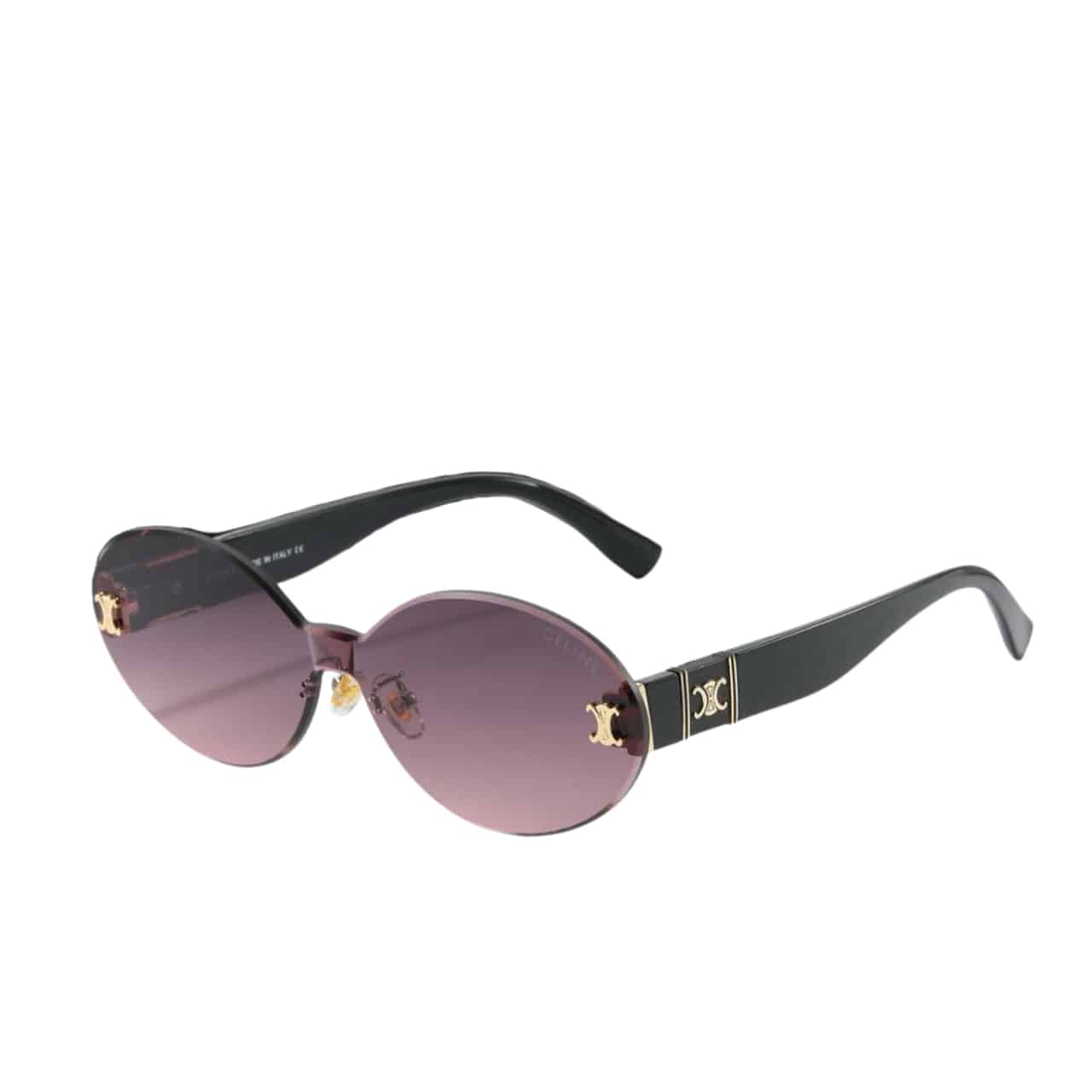 Celine Tortoise Luxe Oval Rimless Sunglasses Purple Rose