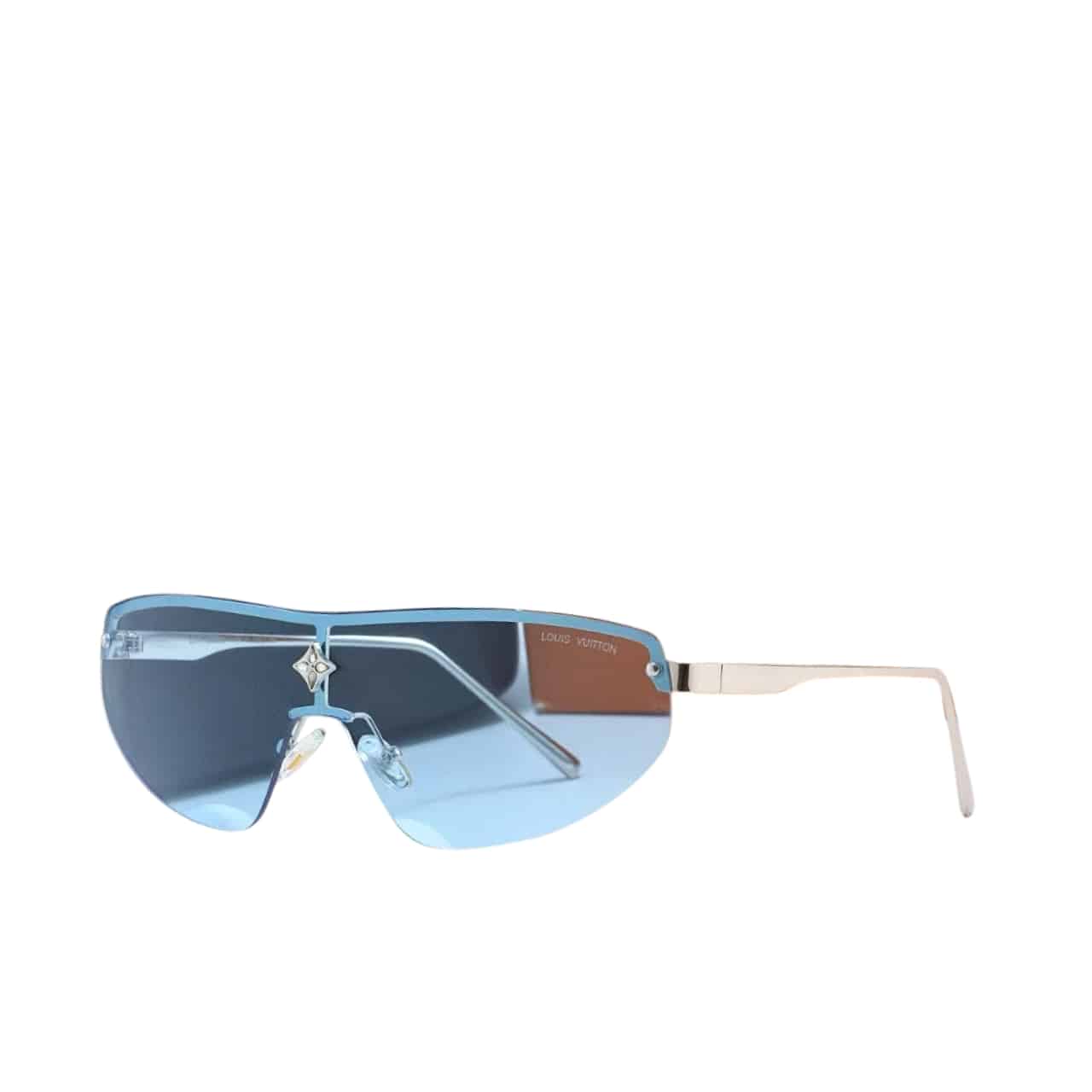 Louis Vuitton Cyclone Mask Sunglasses Blue With Silver